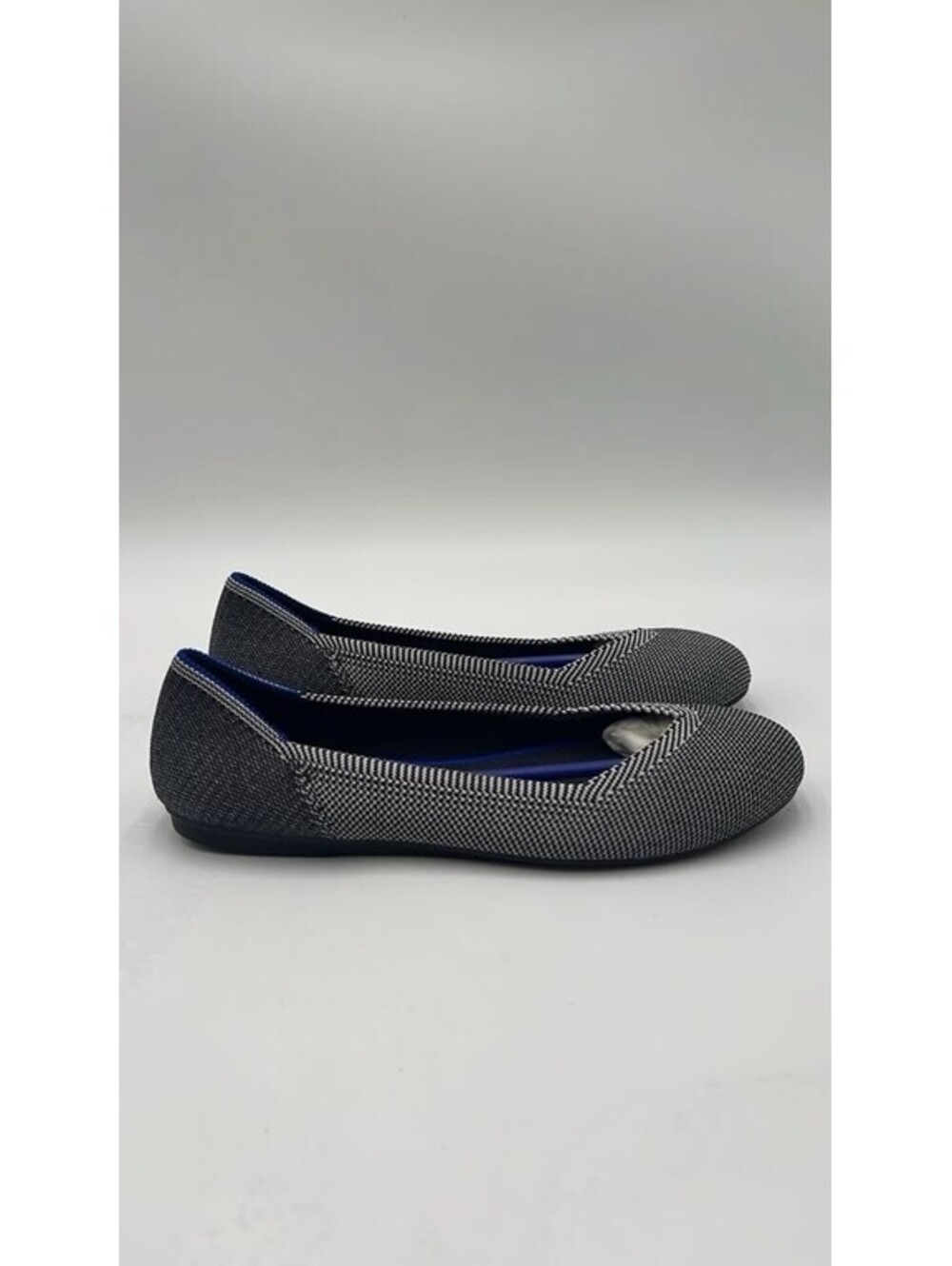 Women’s Rothys The Flat Grey Birdseye Herringbone Ballet Round Toe Size 6